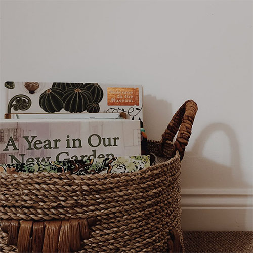 basket with magazines