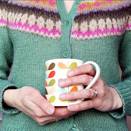 Gabrielle Treanor holding a cup of tea