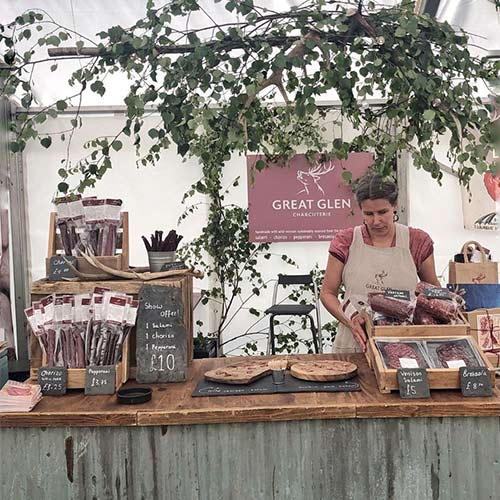 anja baak from great glen charcuterie at a farmers market