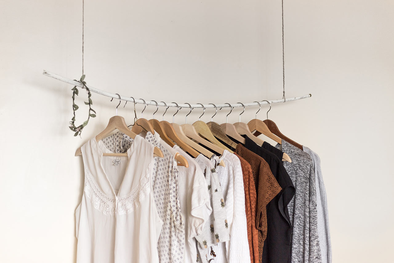 rack of clothing, capsule wardrobe