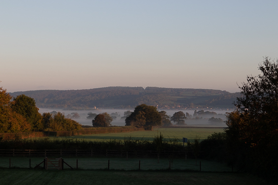 view over hills at sunrise