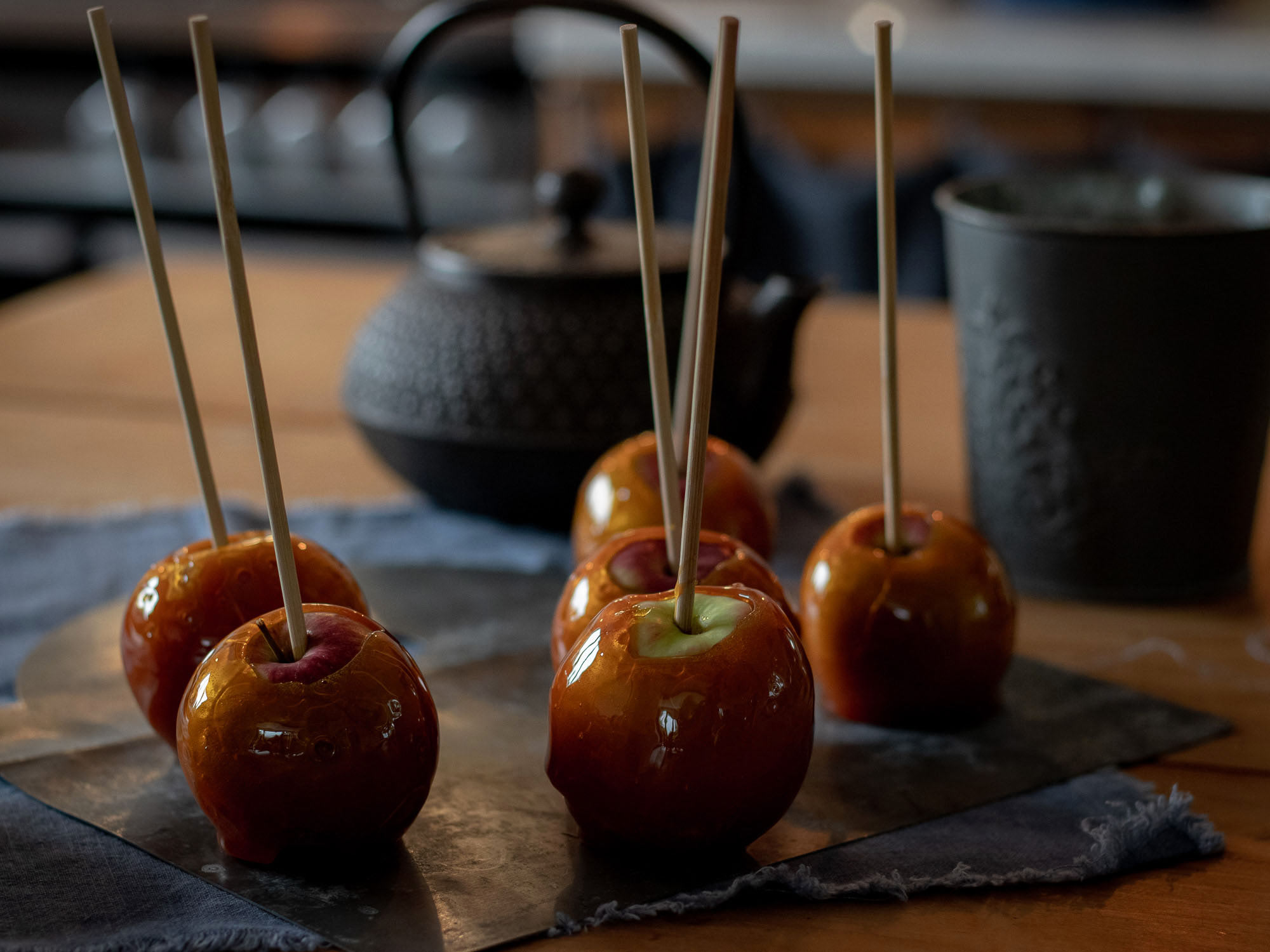 sugar glazed apples on a stick