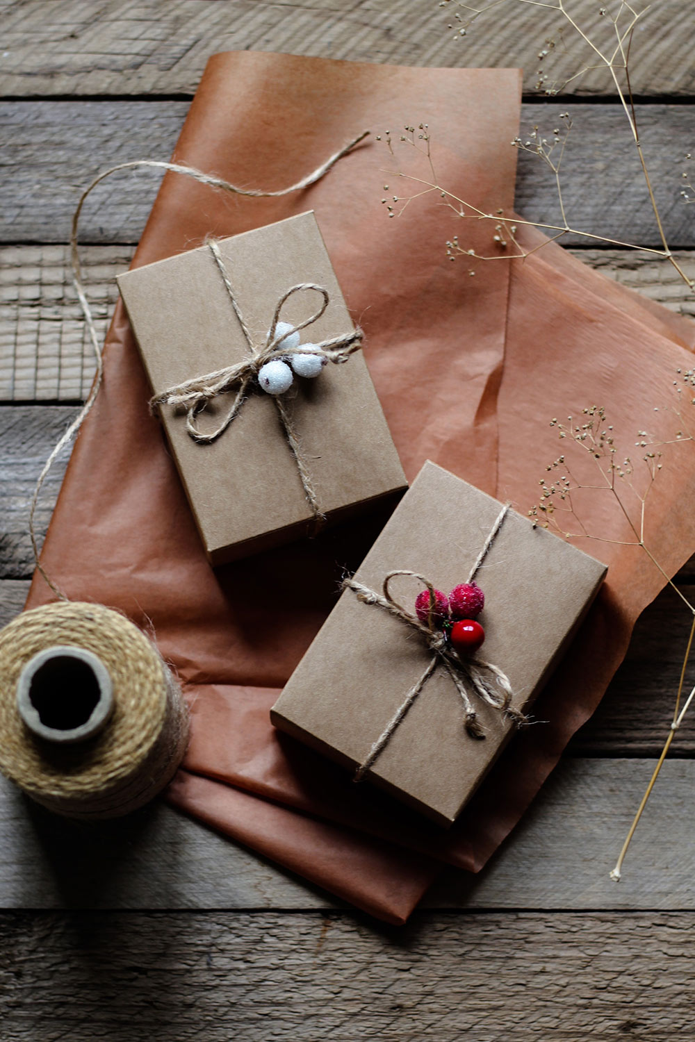 presents sustainably wrapped in craft paper