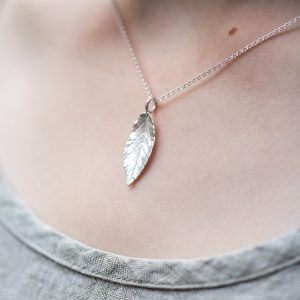 Silver Rose Leaf Necklace - Grace & Flora