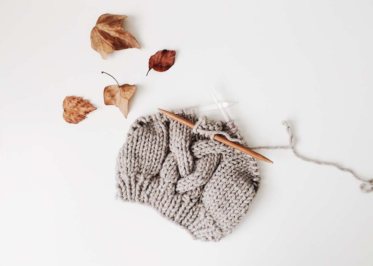 knitting a hat - slow winter activities