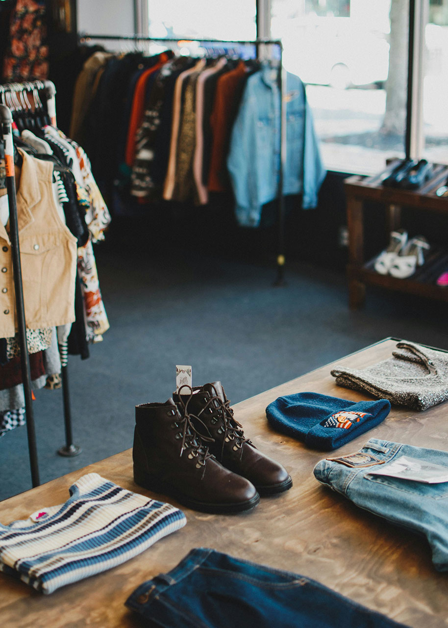 Vintage clothes in a shop - slow fashion